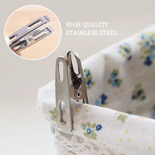 Sett med 20 klesklyper i rustfritt stål, 4,5 cm små metallklesklyper