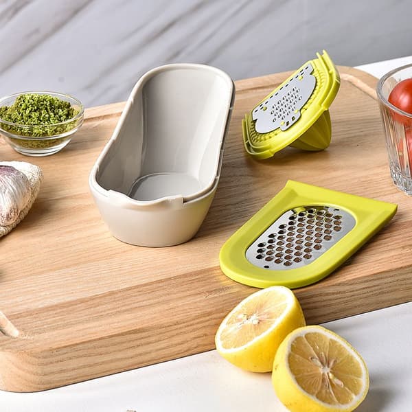 Grater with container (green), 2-in-1 multifunctional juicer, kitchen utensil melon and fruit grater