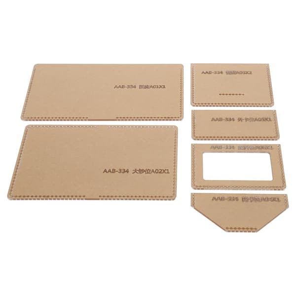 6 pcs Acrylic Template DIY Handmade Short Wallet Leather Pattern Mold Manual Craft Tools