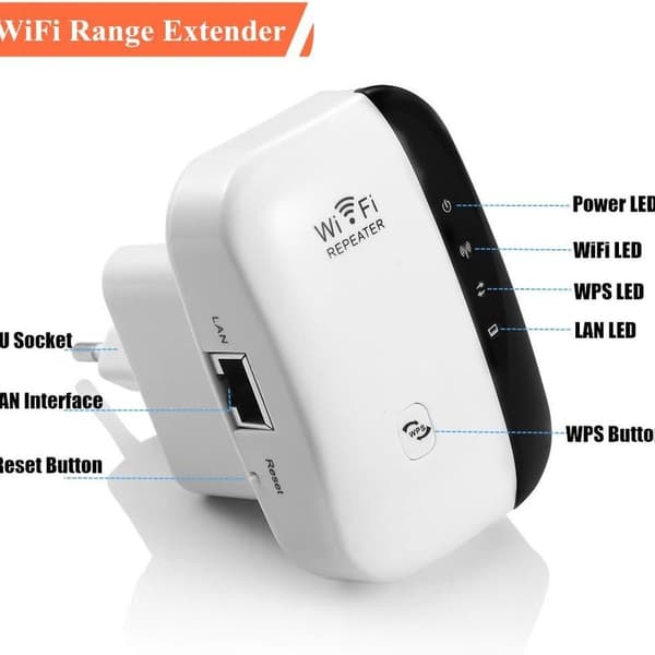 Aigital WLAN Amplifier WiFi Repeater Range Extender Amplifier 300Mbps