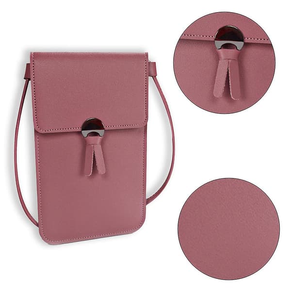 Touch-vänlig enkel axelväska för telefon, mörkrosa dark pink
