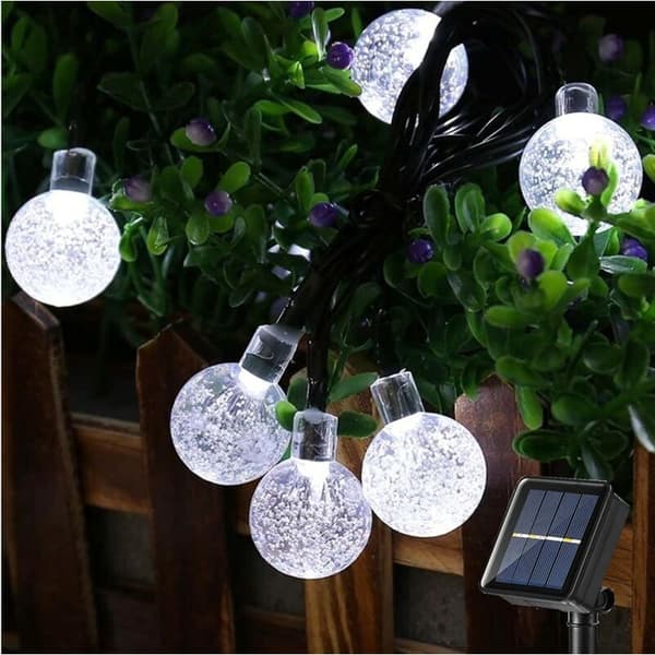 String Lights, 6.5m 30 LED Solar String Lights Outdoor Ball Solar Lights 8 Modes Waterproof Outdoor Decoration - Cool White