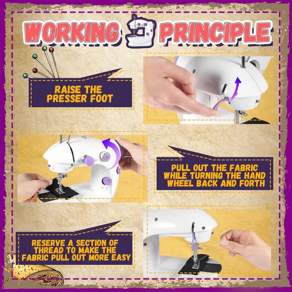 Portable Sewing Machine with Extendable Table and Light, Mini Handheld Sewing Machine with Upgraded Switch