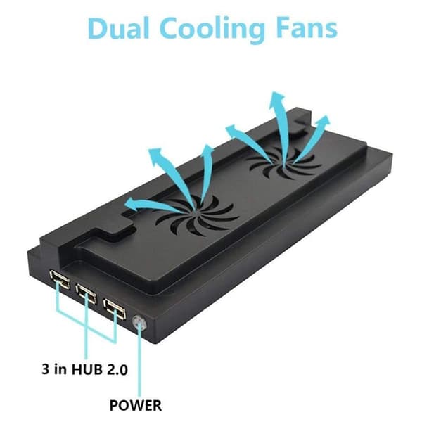 Xbox One S Stand with Fan - Vertical, 3 USB Ports KLB