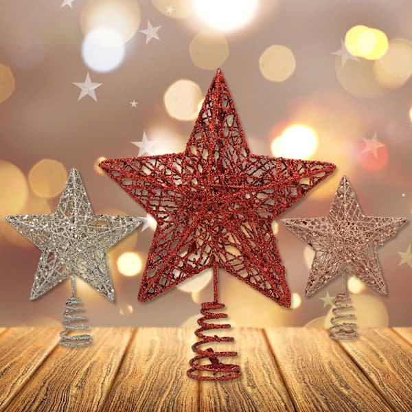 1 st julgransstjärna, vitguldsglitter, 23 cm