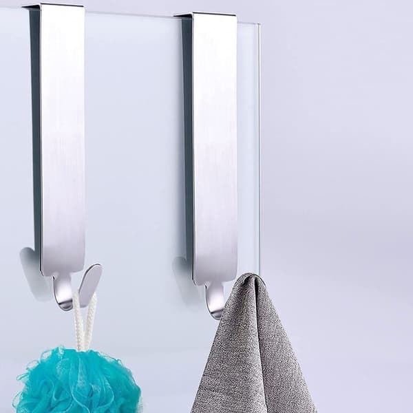 3-pack Extended Shower Door Hooks, Hooks for Frameless Glass Shower Doors. Double Hook