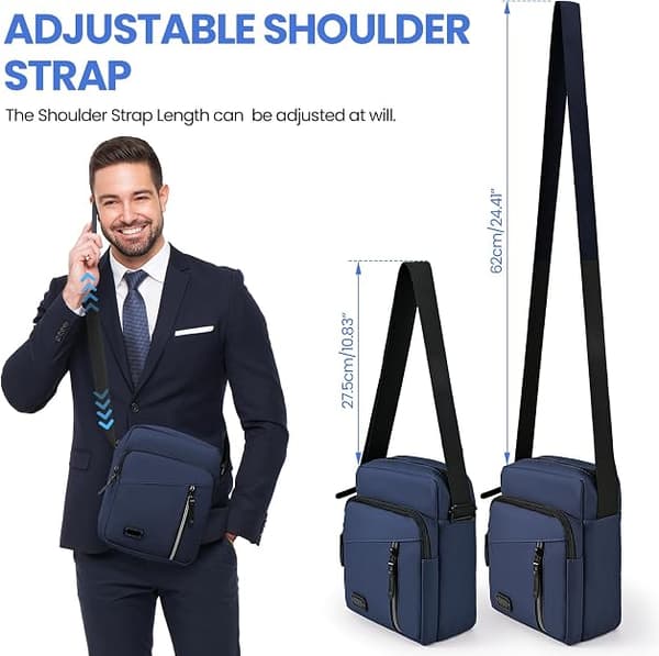 Messenger-tasker til mænd med flere lommer, afslappede crossbody-tasker til mænd til forretning, daglig brug, rejser (19*9*24cm)