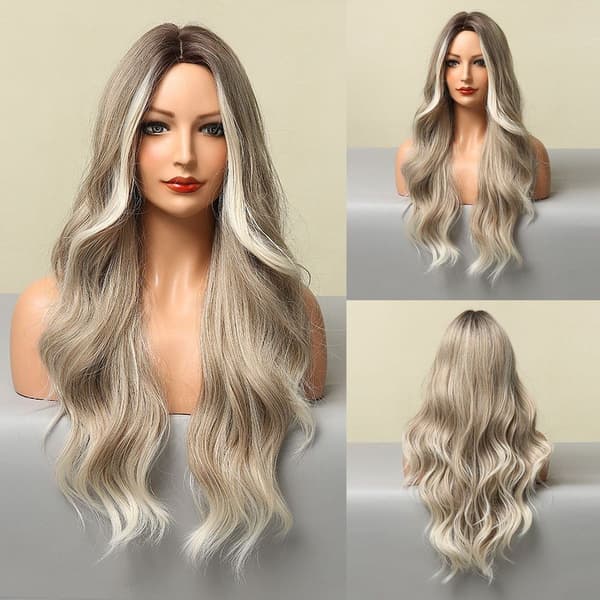 Pitkä ihmishiusten peruukki, kihara peruukki hiusverkolla