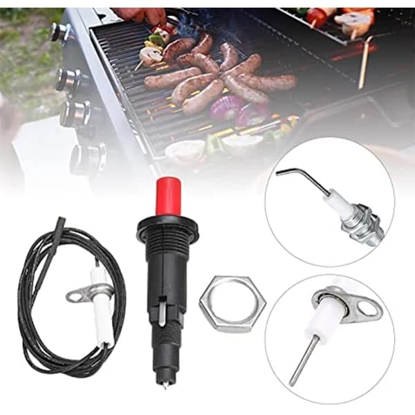 2-pack Piezo Igniter Kit Push Button Ceramic Spark Ignition for Gas Grill Propane LPG NG Outdoor Cooking 9 cm