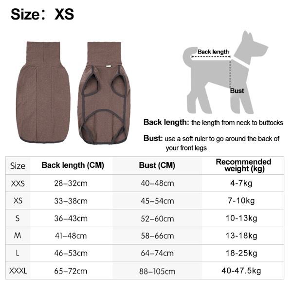 Dog Sweater with Turtleneck - Brown - XS