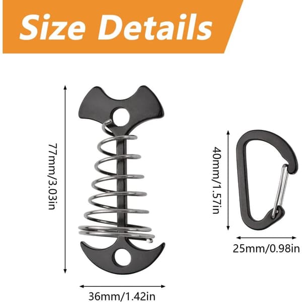 Deck Anchor Pegs, 10 Pieces Aluminum Windproof Aluminum with Spring Loop, Portable Anchor for Outdoor Camping