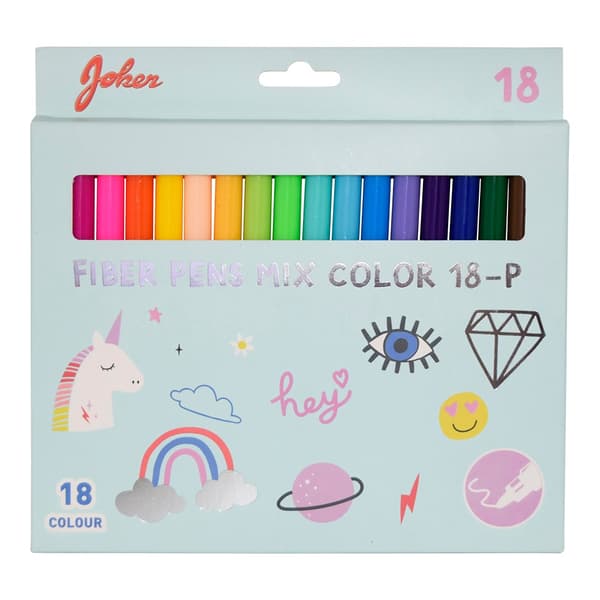 Fiberpennor Blandade Färger 18-pack