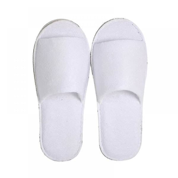 10 par åbne spa-slippers, hvide spa-hotel-slippers, passer til de fleste mænd og kvinder