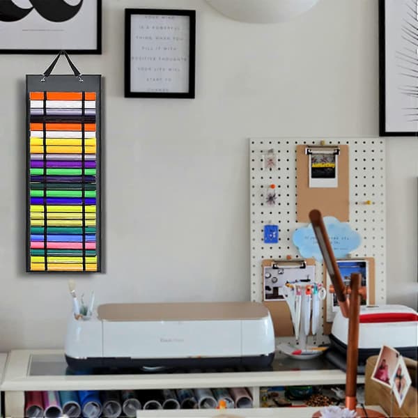 Vinyl Roll Holder with 48 Slots, Vinyl Roll Storage Organizer Wall Craft Room and Storage Gr