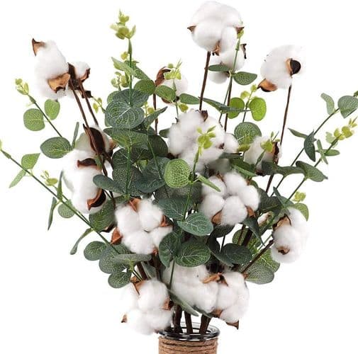 Bomull-Eukalyptusbukett, 4 stk/6 stk Bomullsstilker Blomster DIY
