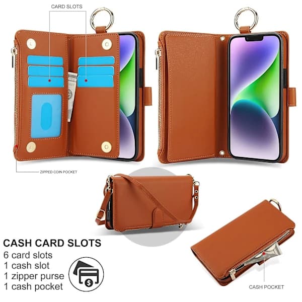 Crossbody Läderplånboksfodral för iPhone 12 mini