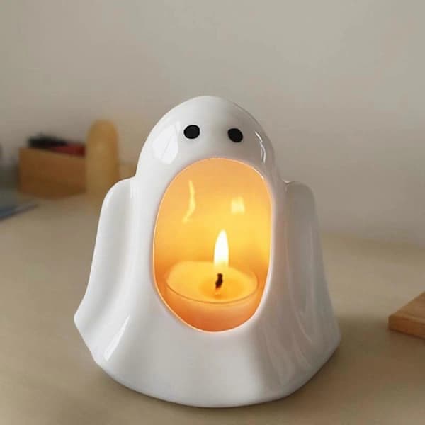 2025 Halloween Ceramic Ghost Candlestick Funny Cute Halloween Gift Candle Aromatherapy Decoration