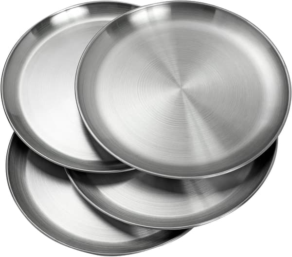 26 cm Stainless Steel Dinner Plate, High-Quality 304 Material, Unbreakable, Dishwasher Safe, Eco-Friendly