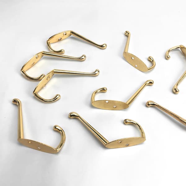 9-pak vægmonterede metalkroge, dobbeltstift guld