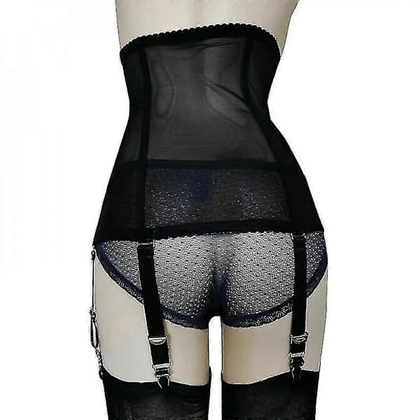 High Waisted Shapewear Women's Corset with Detachable Garter Straps Black L