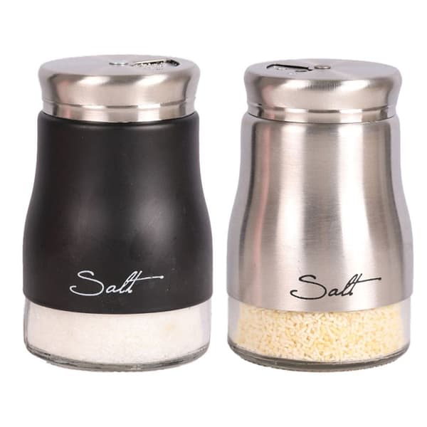 Salt- og peberkværnsæt køkkenindretning glas salt og sølv + sort