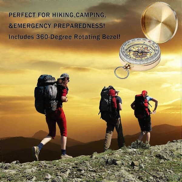 Clamshell Compass Camping Equipment Survival Gear Waterproof Luminous Compass