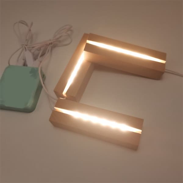 Træ LED-lysdisplay bundplade base 3D varmt lys base DIY natlys base til harpikskunstlys