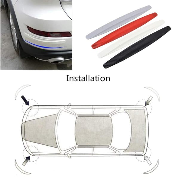 Universal Car Front Rear Bumper Protector Carbon Fiber Anti-collision Edge Trim (Grey)