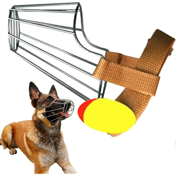Dog Muzzle Size L Metal Basket Breathable Adjustable Wire Muzzle for