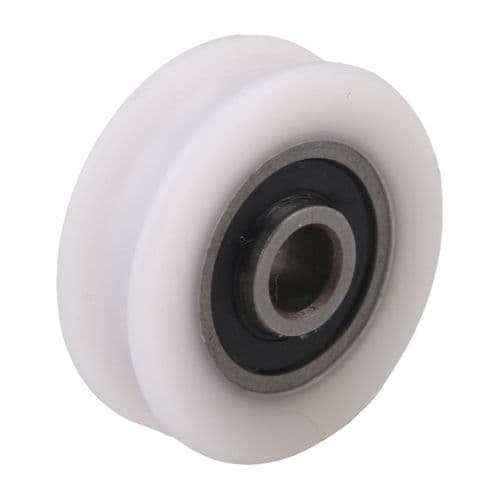 4-pak hvide nylonruller med 4 mm indvendig diameter U-rille til