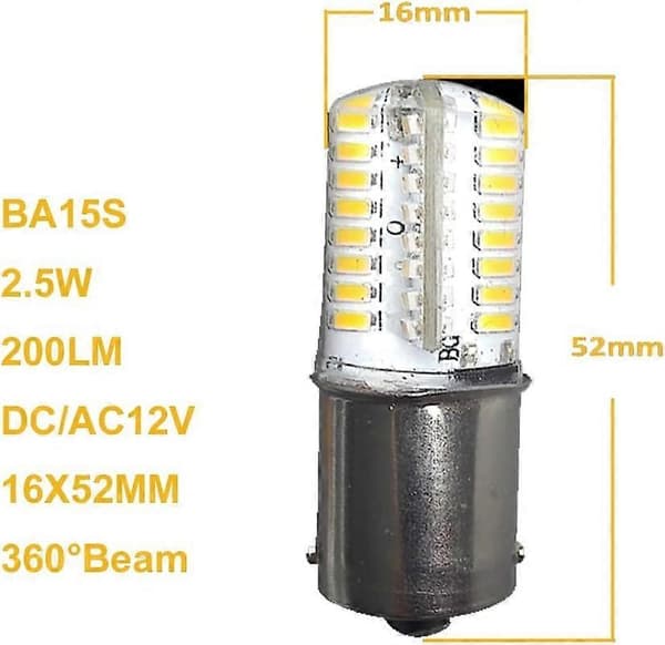 BA15S LED-lamppu SMD3014 Lämmin valkoinen 2700-3000k 12V Vene Auto Valo x2