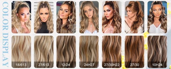 (Blond Brown Mix) 60 cm Long Curly Drawstring Ponytail with Long Natural Curls, Heat Resistant Synthetic Wig
