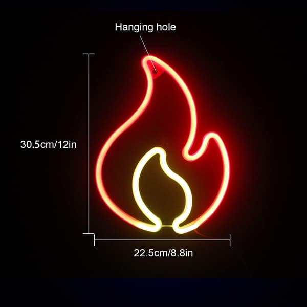 Flame Neon Signs For Wall Mounted Red Neon LED Sign Lights Up