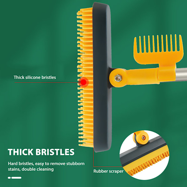 Floor brush with long handle Multi-function brush for ceramic tile floors Yellow-green Yellow-green