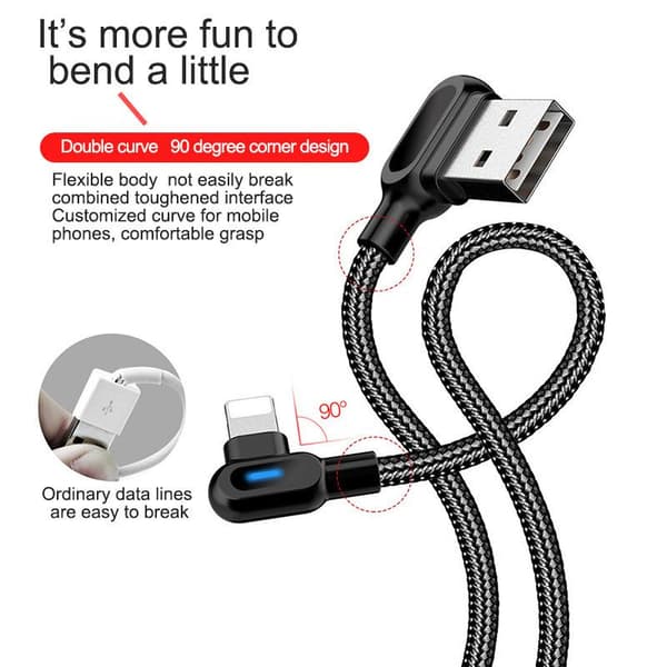Kompatibel med iPhone, vinklet 90 graders ladekabel USB A til USB C / iPhone Lightning rød rød (TYPE-C) 2 meter röd (TYPE-C) 2 meter