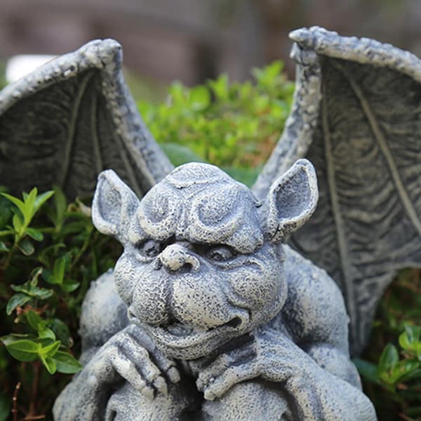 1 stycke Gargoyle Staty Trädgårdsfigur Gräsmatta Staty Dekorativ Staty, Sittande Mystisk Gargoyle Ornament