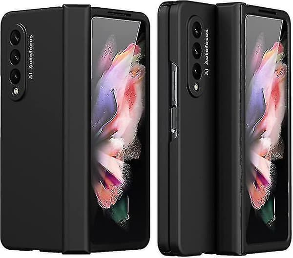 Galaxy Z Fold 3 Case, Hinge Protection, Rugged PC Shell with Screen Protector, Full Protection (Black)