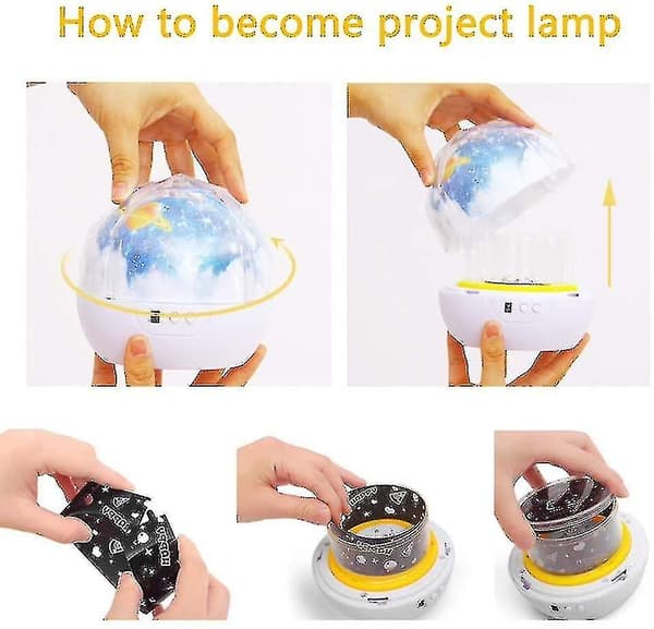 Natlampe Projektor - 360 Roterende Planet Univers Projektionslampe