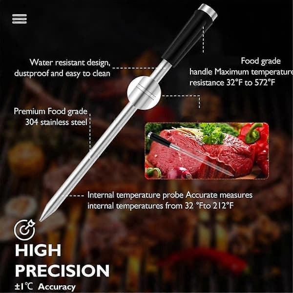 Wireless Meat Thermometers for Home Kitchen with Timer Function Waterproof BBQ Thermometers