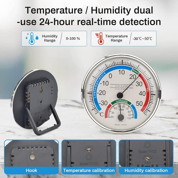 2-pack termohygrometer, termohygrometer, inomhus- och utomhustermometer hygrometer, trådlös termohygrometer analog hygrometer för kontor hem Ro