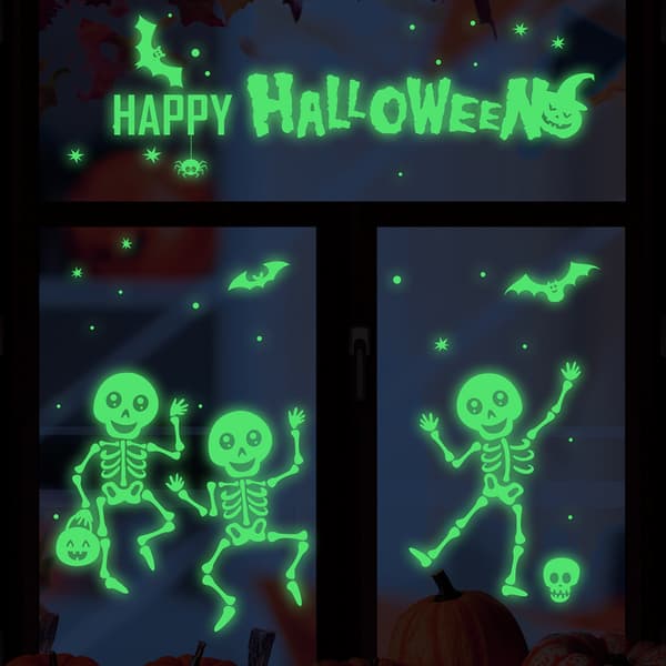 Halloween Selvlysende Veggklistremerke Selvlysende Dødninghode Vindusklistremerke