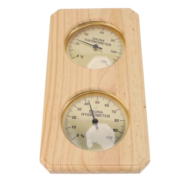 Väggmonterad termometer och hygrometer i trä för bastu, dubbel bordsdisplay, mekanisk termometer och hygrometer för hem och barnrum