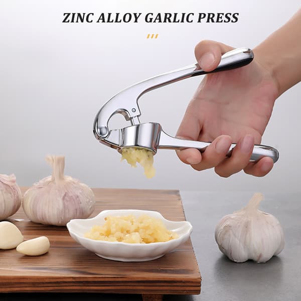 Zinc Alloy Garlic Press With Ergonomic Handle For Kitchen