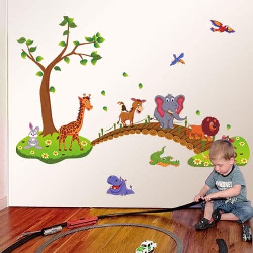 Wall Decals for Children's Room, Wall Decals Forest/Animals/Bridge/Trees/Elephant