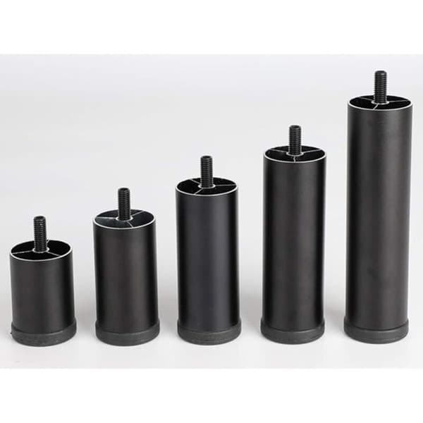 4-pak sofaben i aluminiumlegering - Justerbar højde - Erstatningsben til skabe - M8 gevindben - Sort - 20 cm