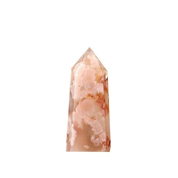 Natural Crystal Quartz Point Healing Stone Cherry Blossom Agate Hexagonal Prisms Obelisk Wand Stone