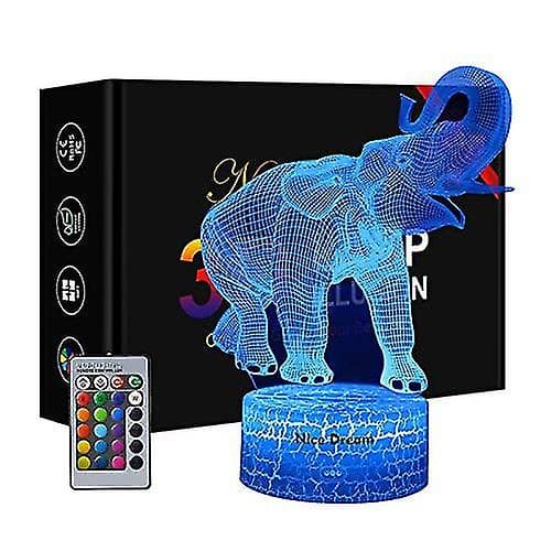 Elefant 3D optisk illusjonslampe, 3D nattlampe, elefantgave bursdagsgave
