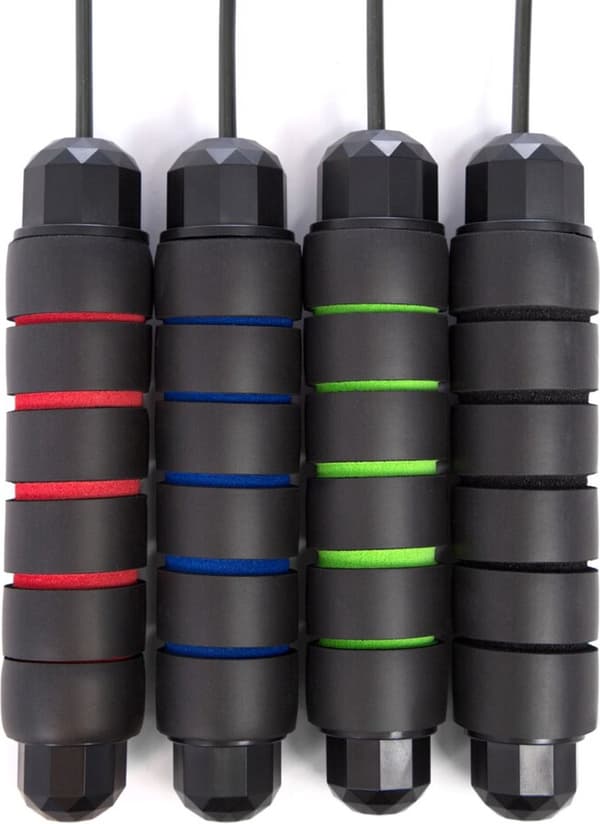 Weighted Jump Rope - Adjustable - Foam Handles - Fitness - Strength Training - Black