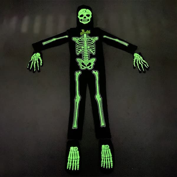 Skelettkostume Selvlysende Børn Halloween Heldragt L L