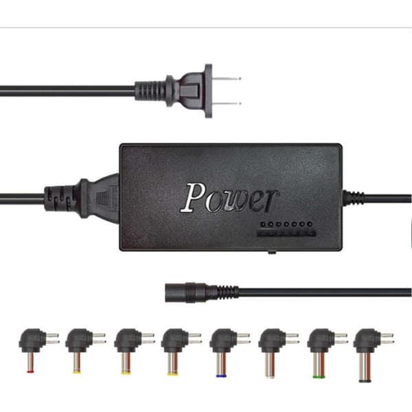 96W Multifunktionel Laptop-oplader Justerbar Spænding Strømadapter, Sort
